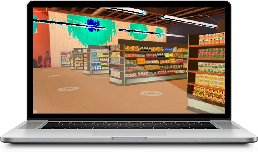 VirtuSMART virtual grocery store on a laptop